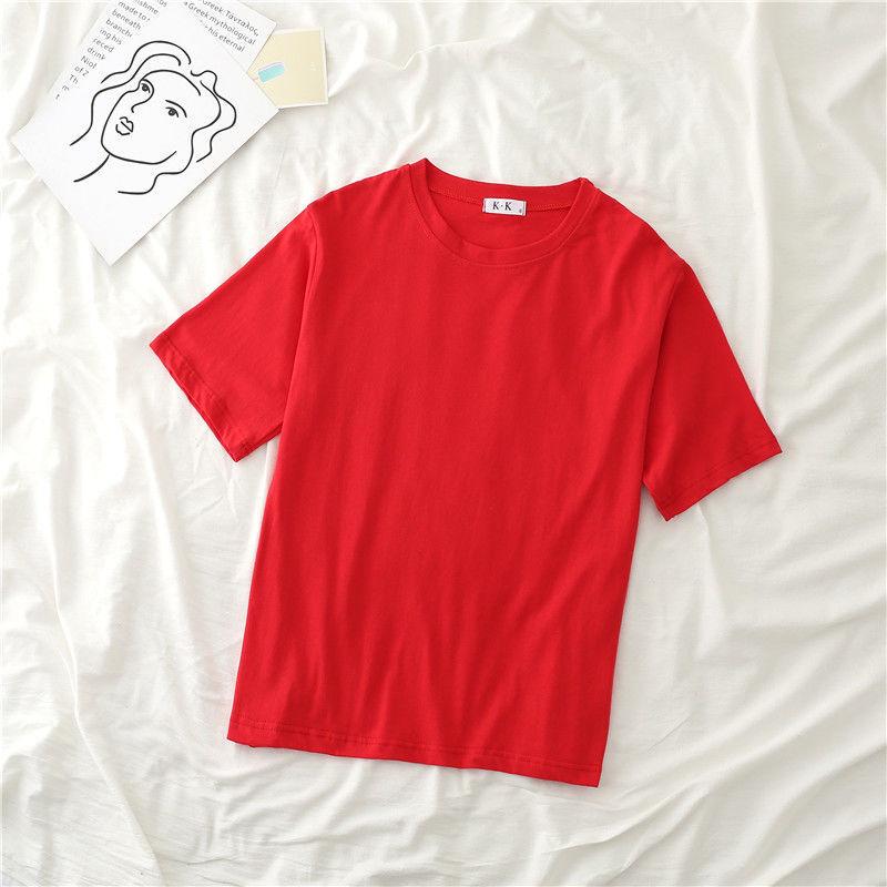 Cotton  Women Round Neck Short Sleeve Tops T Shirt