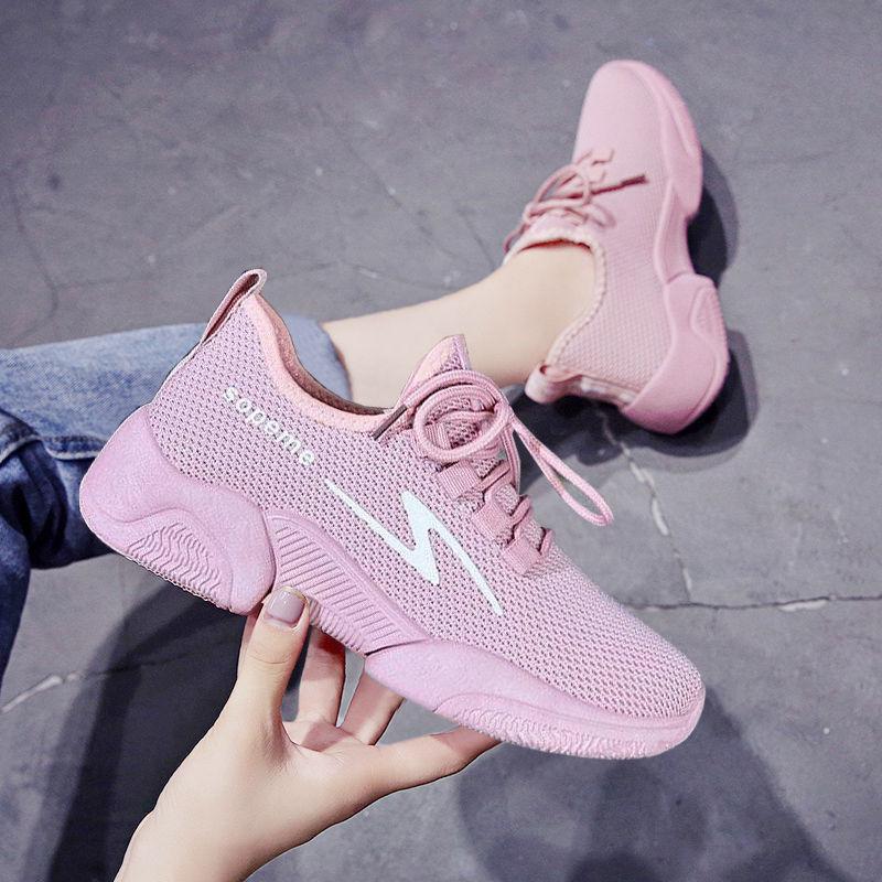 Spring and Autumn Fashion All-match Women's Net Shoes Breathable Casual Shoes Non-slip Wear-resistant Sports Shoes Student Casual Shoes