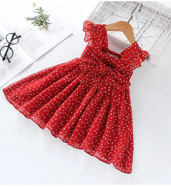 Girls Dress Summer Children Chiffon Polka Dot Princess Dress Baby Girl Western Style Dress Little Girl