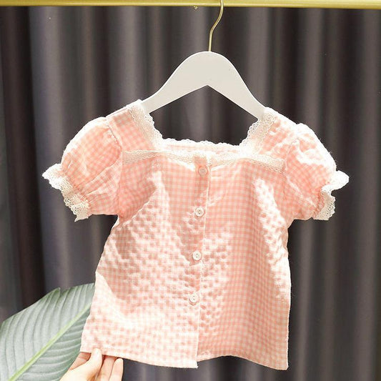 Baby Girl's Summer Suit Small Medium-sized Children's Korean Baby Shirt Fashionable Shorts Two-piece Princess