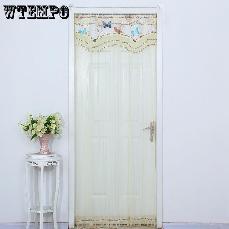 WTEMPO Lace Spinning Mute Anti-mosquito Long Curtain Free Punching Telescopic Rod Curtain Bedroom