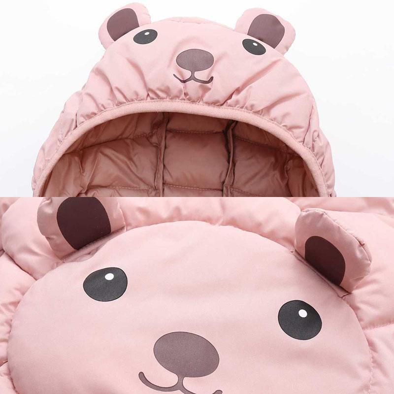 Children's Down Padded Jacket Boys and Girls Padded Jacket Autumn and Winter Hooded Down Jacket Bear Print Cotton Jacket