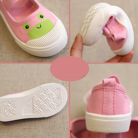 Children's Canvas Shoes Girls Spring and Autumn One-step Canvas Shoes Candy Color Soft-soled Princess Canvas Shoes