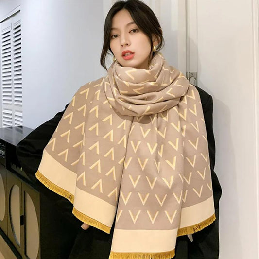 Scarf Female Winter Korean Version of Wild Thick Warm Bib for Fall and Winter Long Shawl Dual-use Scarf