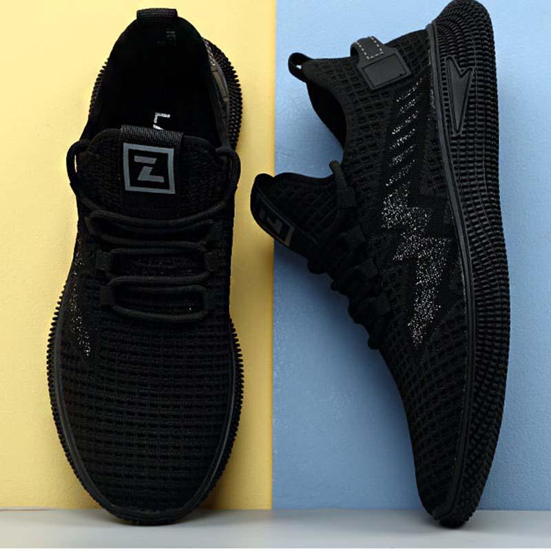 Plus Size 38-44 Summer Men Flying Woven Mesh Sneakers Comfortable Breathable Running Basketball Shoes Casual Shockproof Non-slip Shoes