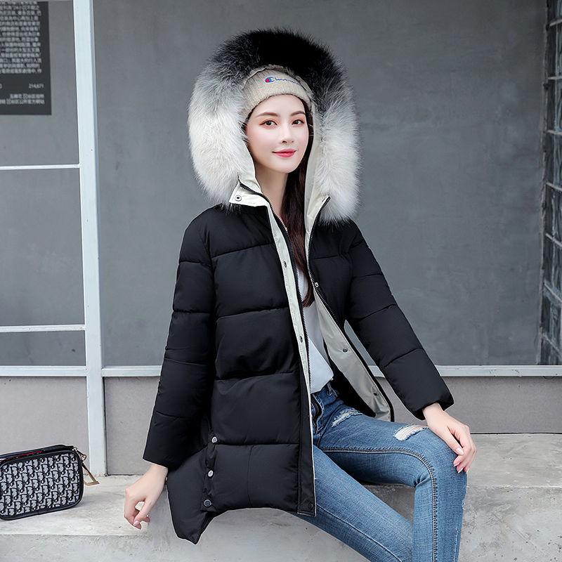 Women's Mid-length Down Cotton Jacket Winter Simple Loose Padded Bread Jacket Student Cotton All-match Parker Clothing