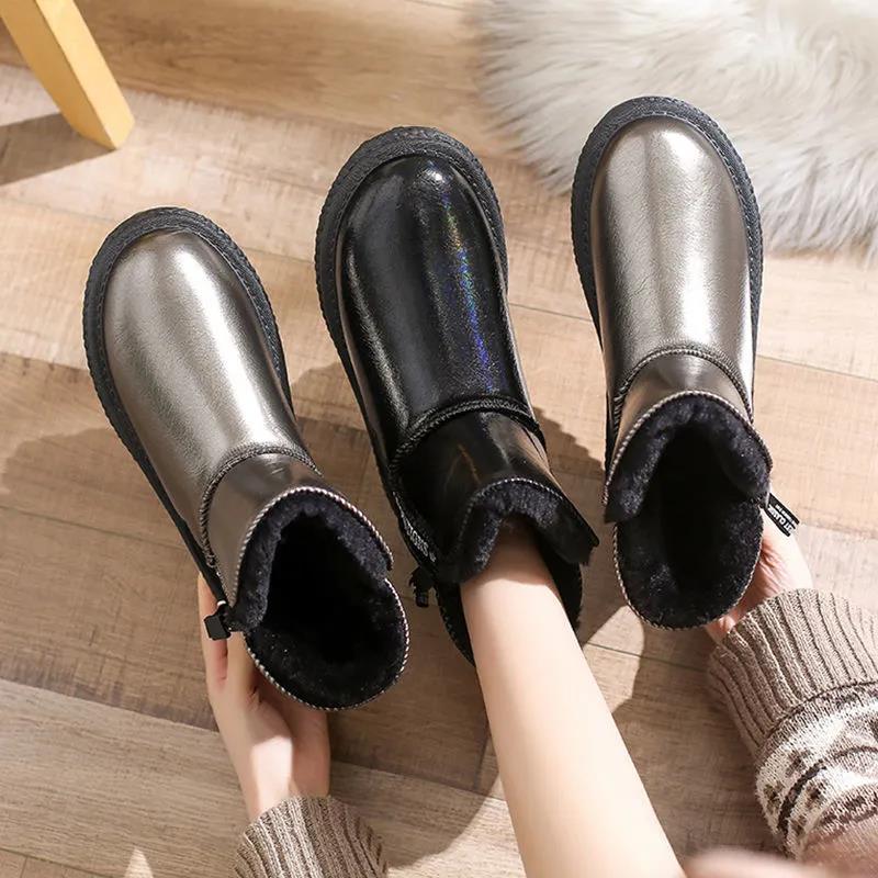 Snow Boots Women Plus Velvet Thickened Tube Waterproof Non-slip Fur Integrated Winter Warm Cotton Shoes Autumn