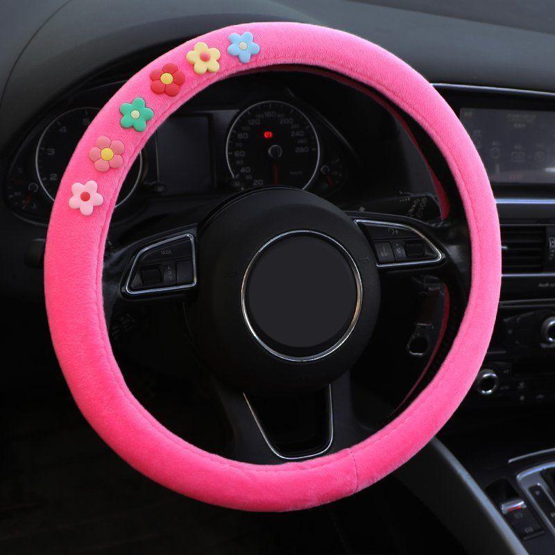 11 Style Cartoon Decorative Plush Car Steering Wheel Cover Universal Soft Elastic Embossed Handle Cover for Family Car SUV Truck