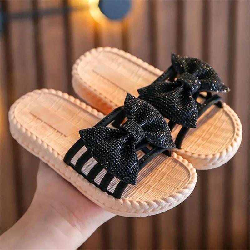 New Summer Girls Sandals Slides Kids Beach Sandals Pleated Ruffles Princess Sweet Kids Slippers for Bath Swimming Indoor Slipper