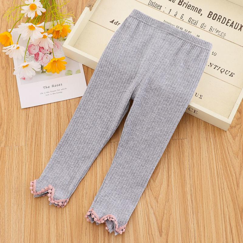 Girls' Leggings Children's Spring and Autumn Thin Bow Korean Cropped Trousers Baby Outer Wear and Inner Wear