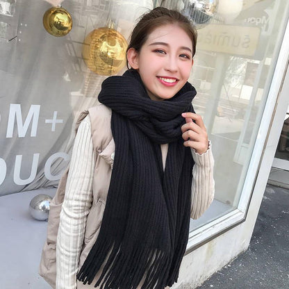 Fashion Long Scarf Shawl Female Autumn and Winter Solid Color Warm Thick Scarf