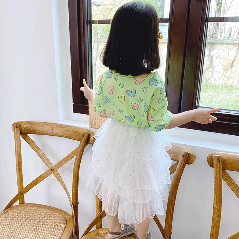 Girls T-Shirt Short Sleeve Tee Tops Kids Cartoon Printing Clothes Children Birthday Party Wear