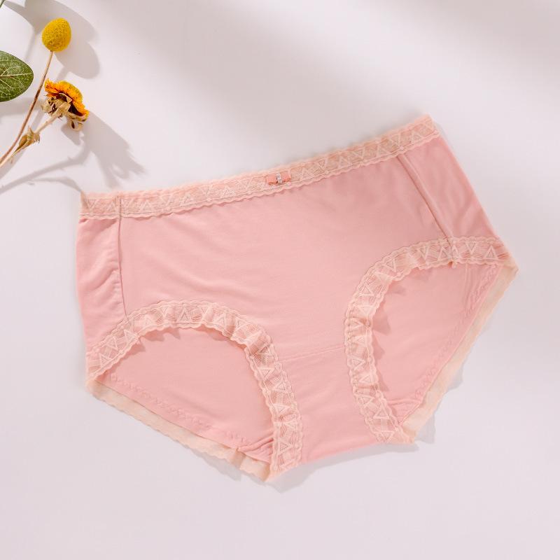 Women's Large Size Solid Color Cotton Crotch Underpants Female Soft Breathable Low-waist Seamless Lace Briefs