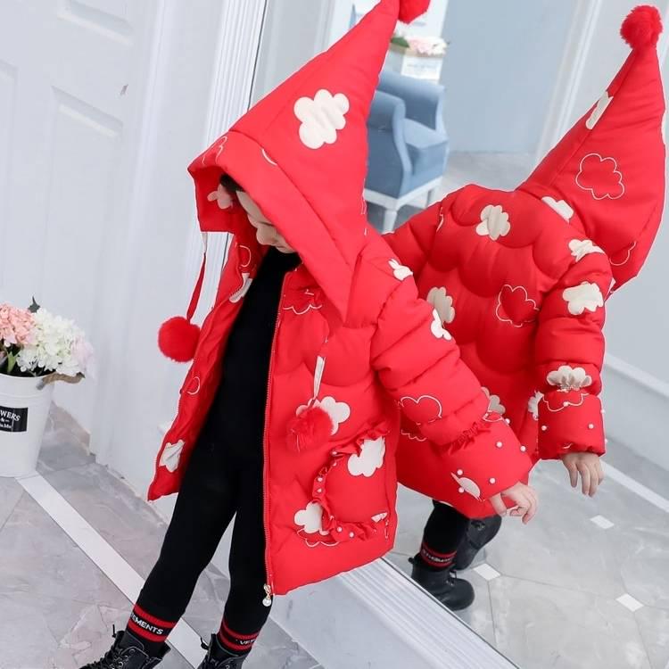 Children Winter Down Cotton Jacket Fashion Girl Clothing Kids Parka Fur Hooded Snowsuit Outerwear