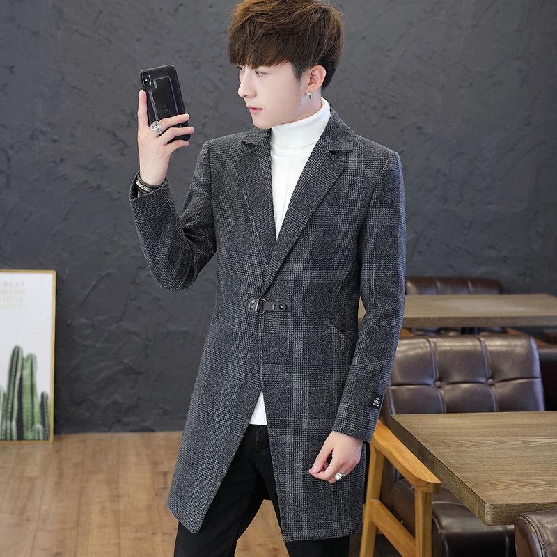 Large size Windbreaker Men's clothes  Autumn And Winter Medium and long section Woolen coat