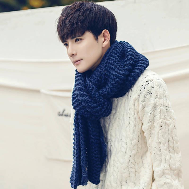 Couple Scarf Female Winter Wool Knitted Scarf Men and Women Thick Scarf Gift