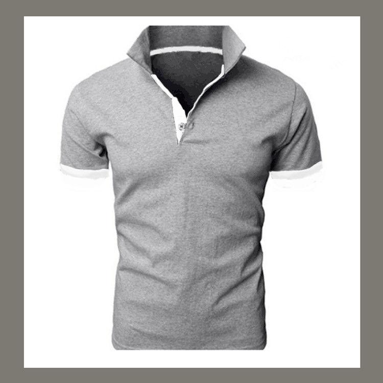 Men's Summer Sports Fitness Leisure Trend T-shirt Slim Short Sleeve Polo Shirt