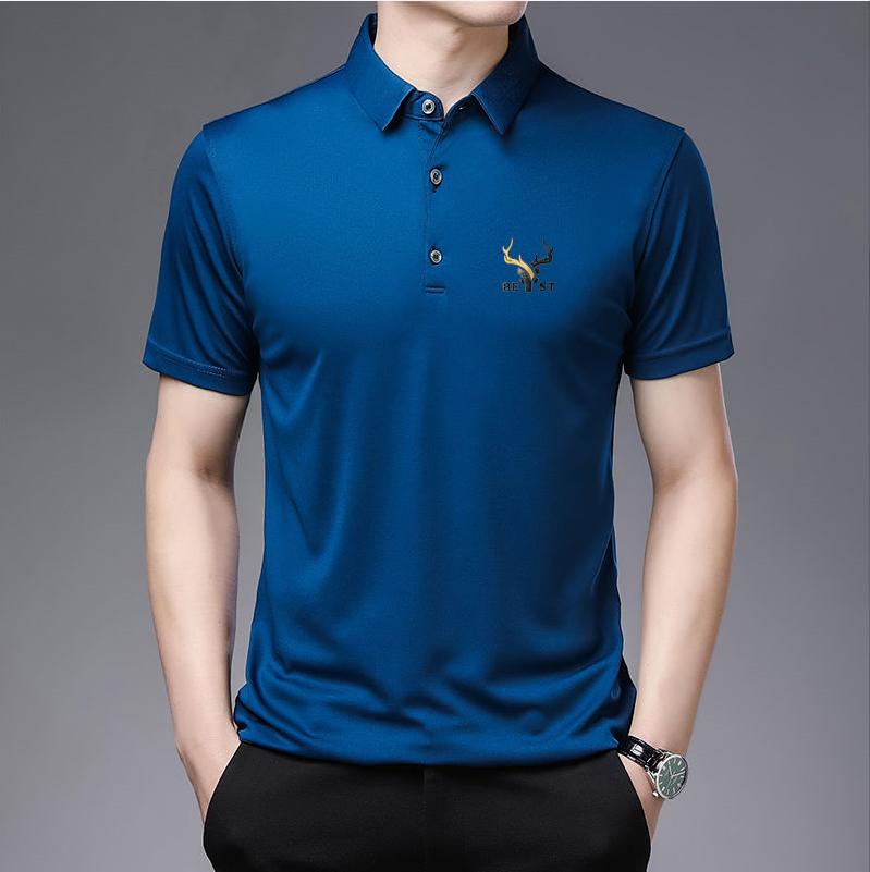 Spring and Summer Men's Lapel Thin Short-sleeved Polo Shirt Solid Color T-shirt Young and Middle-aged Dad Shirt