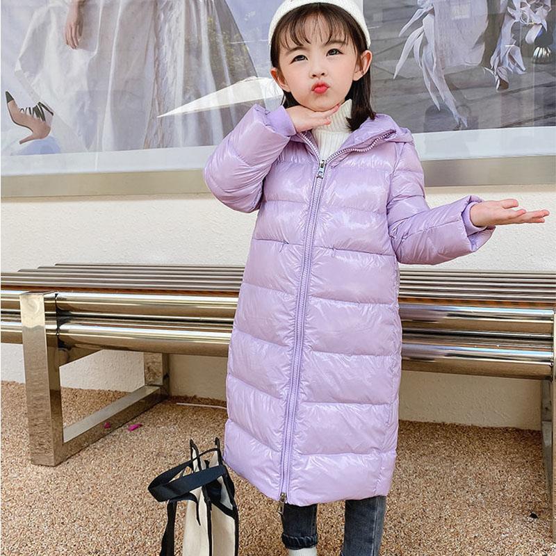 Children's Mid-length Shiny Down Jacket for Boys and Girls Older Children's Over-knee Padded Jacket