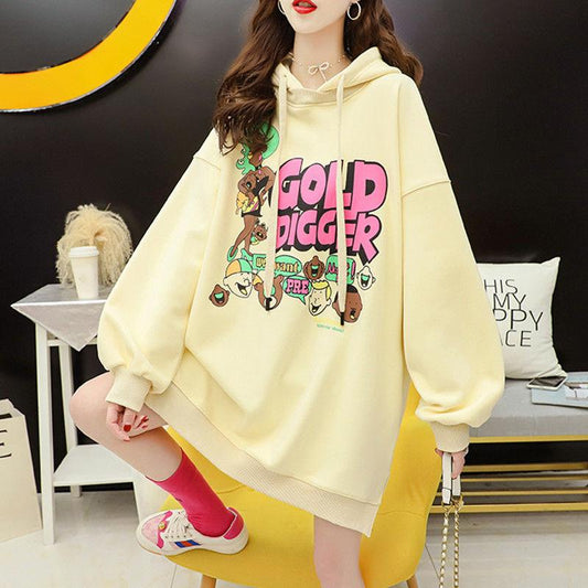 Fashion Spring and Autumn Thin Female Sweater Wild Hat Loose Korean Version Leisure Blouse