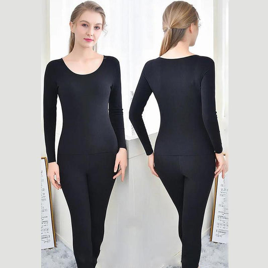 Women Warm Winter Autumn Clothes Thermal Underwear O-neck Tight Suit Thicken Windproof Comfortable Soft Lining Long Sleeve High Elasticity Slim