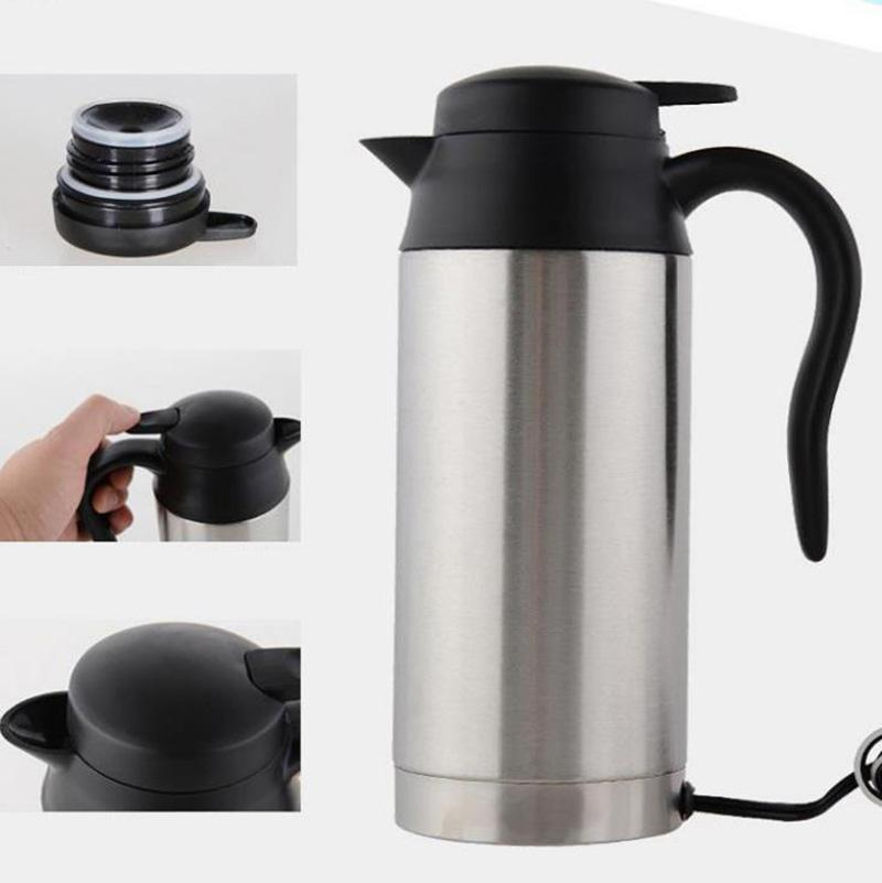 24V Stainless Steel Car Heating Pot Electric Water Cup Cigarette Lighter Head Kettle for Making Coffee Tea Milk