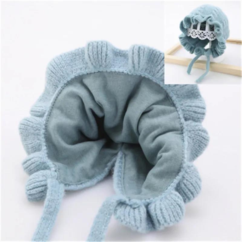 Baby Hat Autumn and Winter Female Baby Warm Wool Hat Princess Hat Girl's Ear Protection Knitted Hat