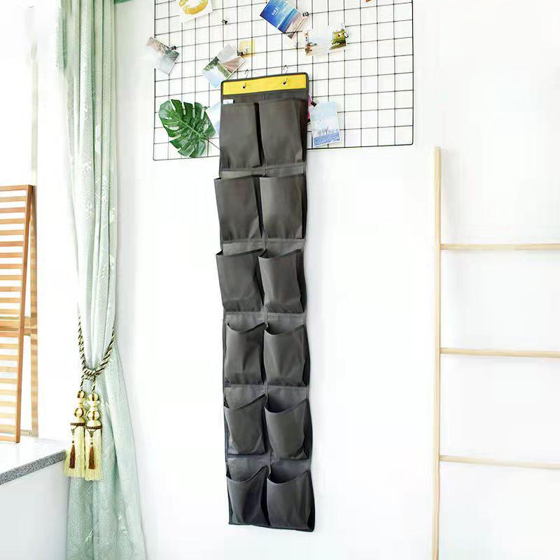 12/24 Grids Shoe Storage Bag Behind The Door Grid Hanging Bag Finishing Bag Wall Hanging Debris Storage Bag Wardrobe Multi-layer Cloth Bag