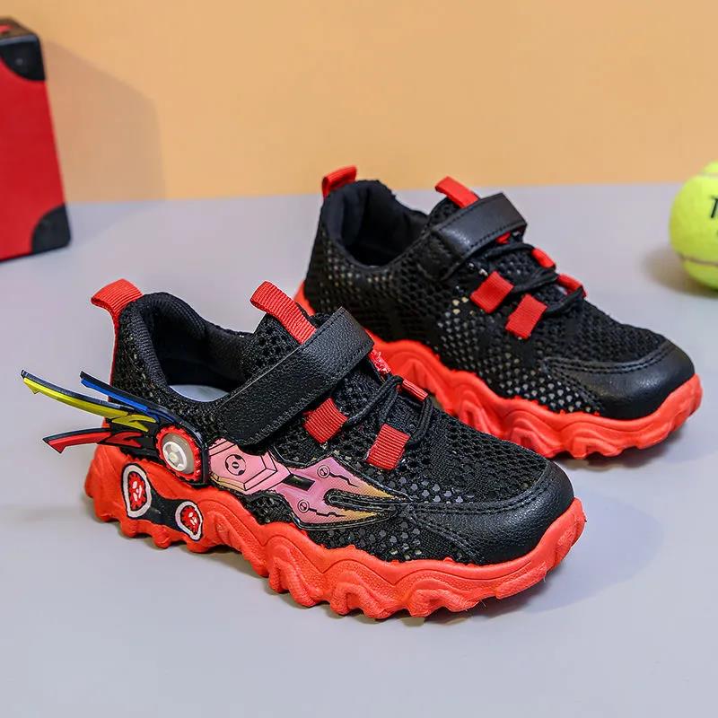 Spring and Summer Wave Bottom Children's Sneakers Casual Net Shoes Children's Sports Shoes Breathable Cartoon Children's Shoes