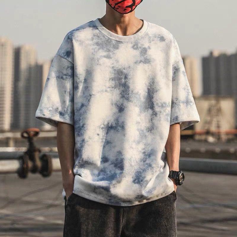 Summer New Style Tie-dye Gradient Loose Half-sleeved Half-sleeved Shirt T-shirt for Male and Female Students