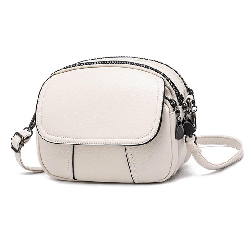 Crossbody Women white Leather Zipper Anti-theft Waterproof Large-capacity Shoulder Mobile Phone Bags