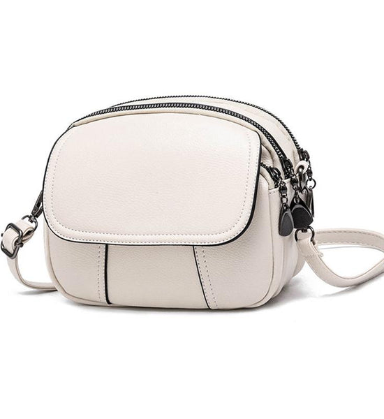 Crossbody Women white Leather Zipper Anti-theft Waterproof Large-capacity Shoulder Mobile Phone Bags