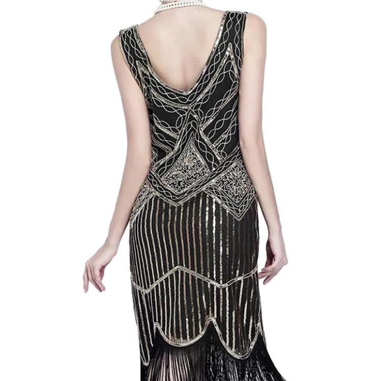 Plus Size 4XL Women's 1920s Vintage Sequin Full Fringed Deco Inspired Flapper Dress Roaring 20s Great Gatsby Dress