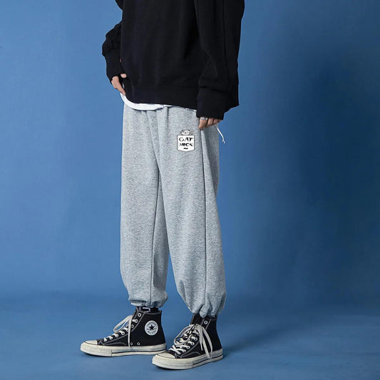 Men's Spring and Summer Pants, Thin Wide-leg Pants, Loose Straight-leg Casual Pants, Tie-fit Sports Pants, Male Student's Trousers