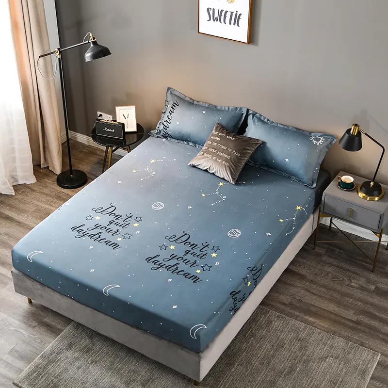 Thick Sanded Mattress Cover Fashion Printed Bed Sheet Bed Cover Non-slip Breathable Mattress Cover Large Double Bed Cover Dust Cover