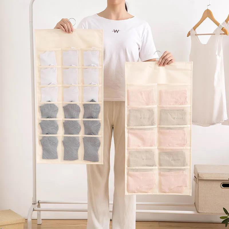 Oxford Cloth Underwear Storage Bag Panties Hanging Bag Wall-mounted Bra Socks Storage Bag Wardrobe Dormitory Hanging Storage Moisture-proof Bag