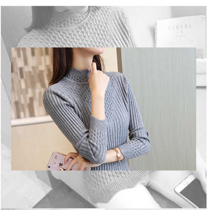 Pofulove Women High Elastic Turtleneck Sweater Winter Slim Sexy Bottoming Basic Knit Pullover jumper