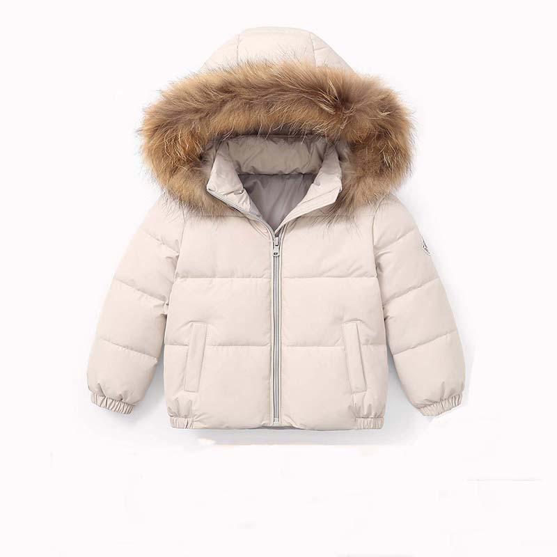 Winter Jacket for Girls Boys Toddler Padded Jacket Kids Boys Casual Fur Collar Hooded Warm Coats