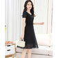 Women's Summer Dress Slim Solid Color V-neck Chiffon Long Skirt