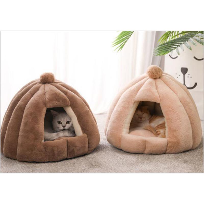 Cat Bed for Winter Warm Pet Dog Litter Cat Supplies Cat House Enclosed Thickened Dog Cat House Kennel Doggy Cushion Basket Teddy Cat Sleeping Bed