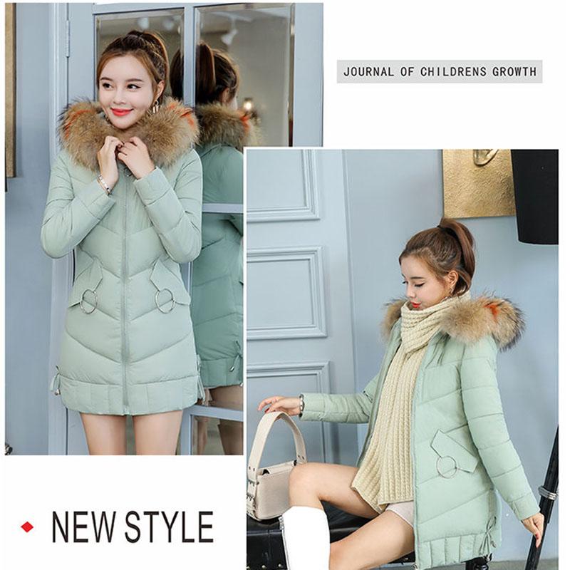 Winter Women Parkas Coats Casual Hooded Parka Jackets Warm Solid Zipper Plus Size Cotton-padded Coats with Colorful Fur Collar