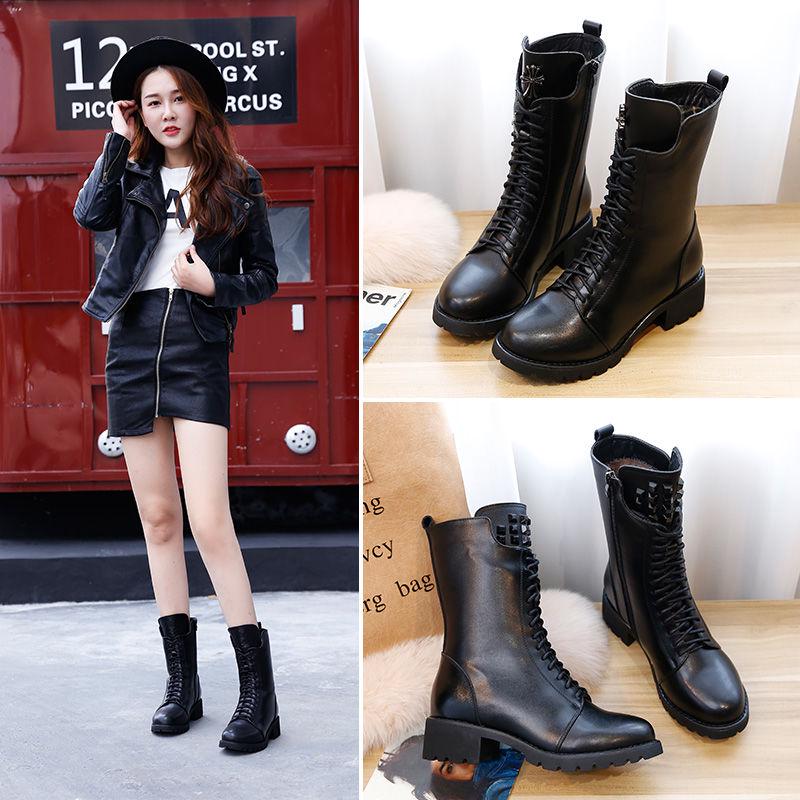 Autumn Winter Motorcycle Boots Women British Style Ankle Boots Gothic Punk Low Heel Boot Size 35-41