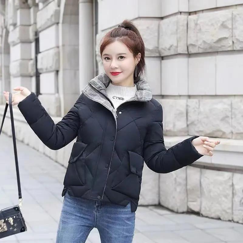 Winter Short Ladies Down Jacket Korean Fashion Loose Thick Cotton Stand Collar Jacket