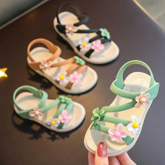 Sandals 3-16 Years Old Girl Princess Shoes Summer Children Toddler Shoes Soft Bottom Hollow Sandals Non-slip Fla