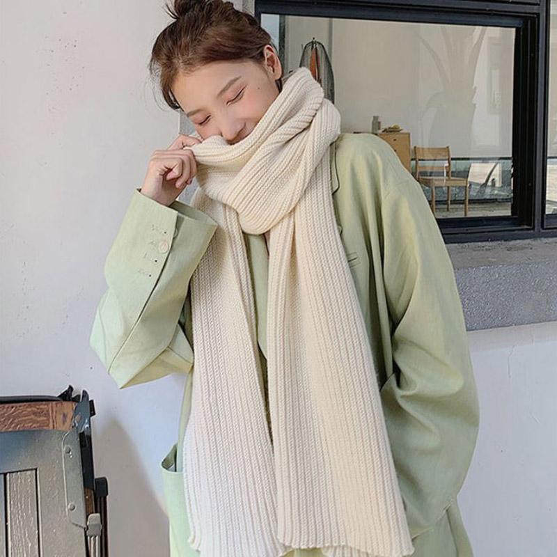 Scarf Female Winter Korean Fashion Solid Color Woven Scarf Thick Warm Wool Couple Scarf Shawl