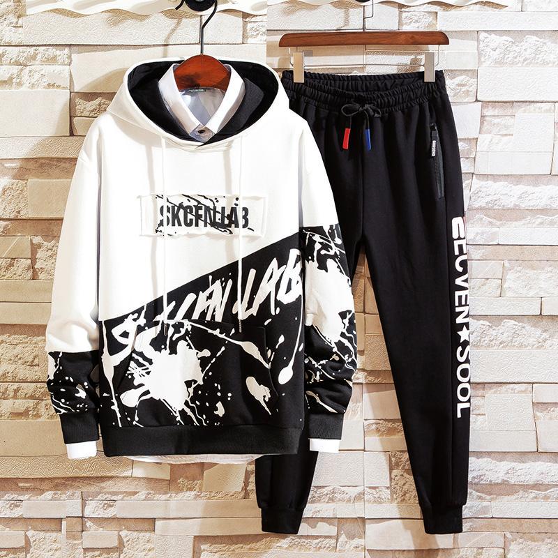 Sweatshirt Set Hoodie Large Size Spring and Autumn Men's Clothing 2pcs set Trend Long Sleeve