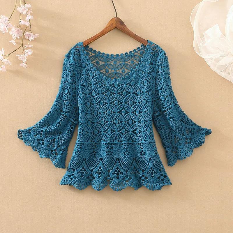 Pullover Shawl Women's Summer with A Suspender Skirt and A Short Loose Knitted Hollow Blouse for Women