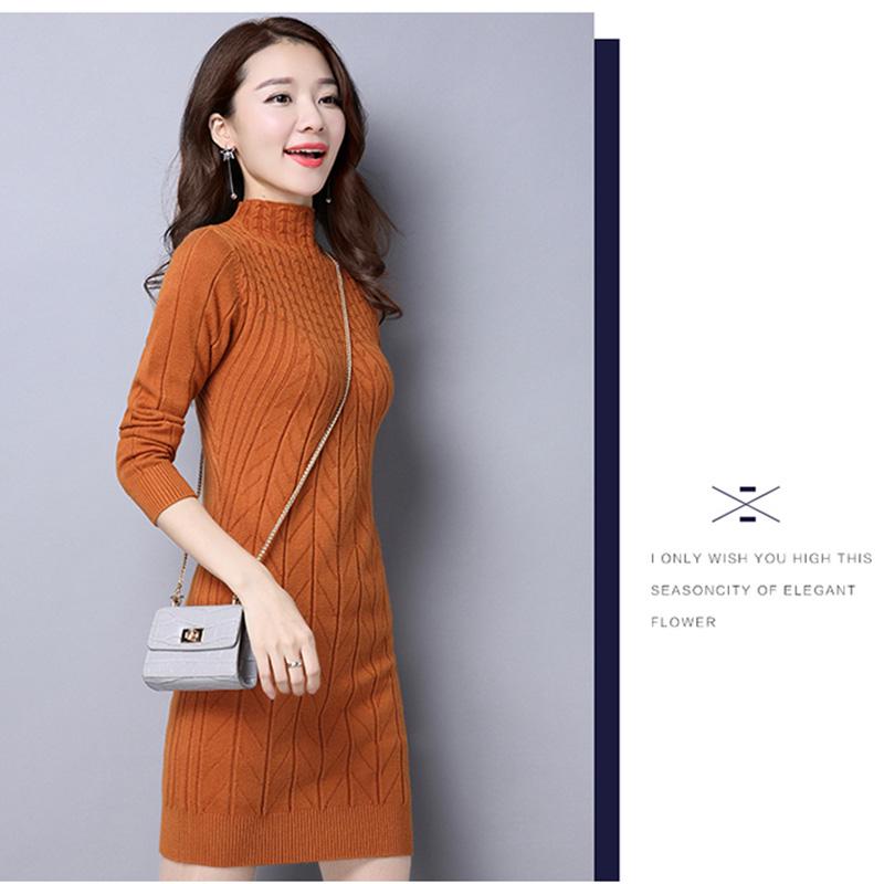 Large Size  Cashmere R Female Long  Thin High Collar Sweater Warm Thickening