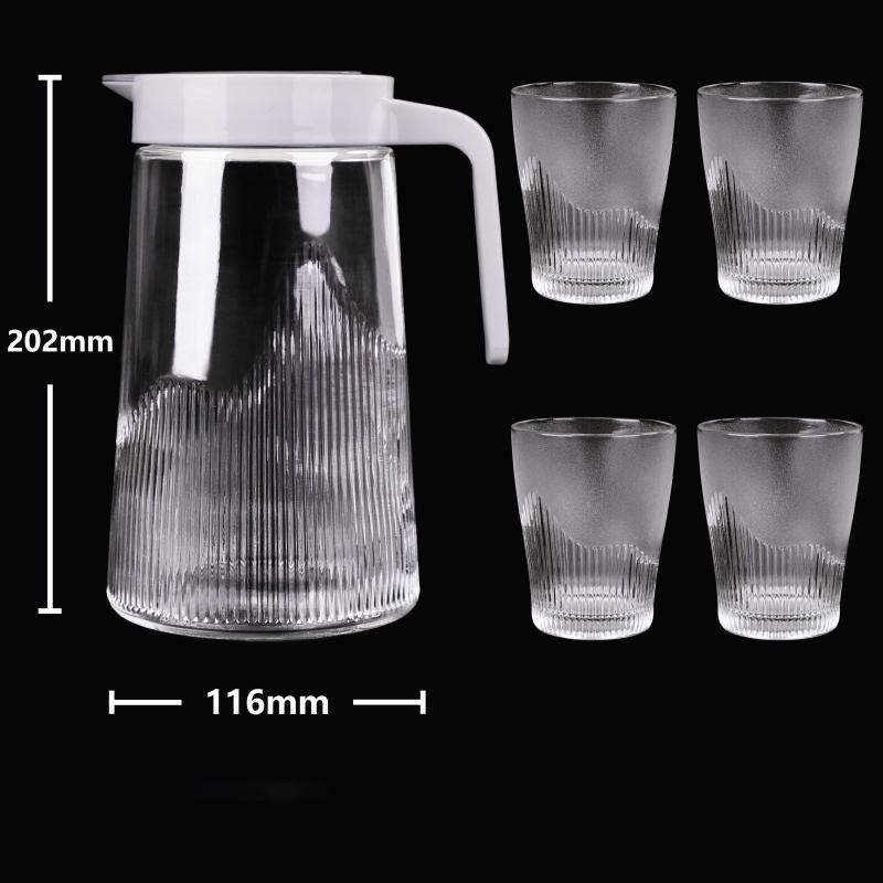 Cold Water Bottle Household Glass Large Capacity Cup Juice Tea Flower Teapot Cup Set