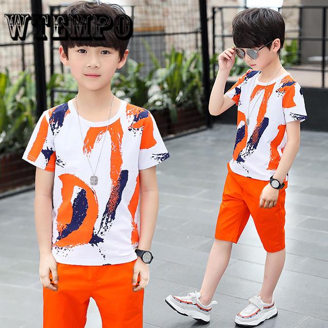 Summer Baby Boys Girls Clothes Sets Short Sleeve T-shirt Tops+Shorts Casual Outfits